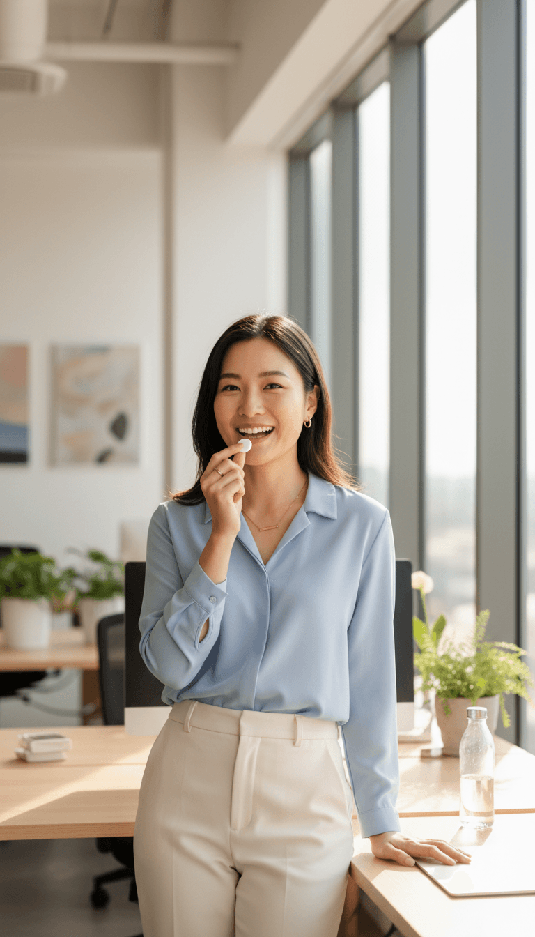 Founder Mariana Chourio developing oral care products in a modern laboratory setting